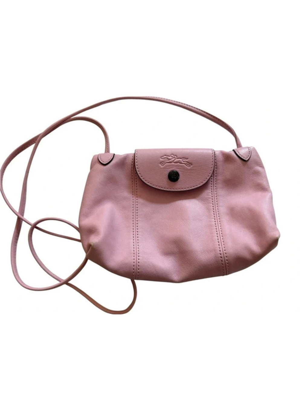 Longchamp Le Pliage Cuir Mini Pink Leather Crossbody Bag